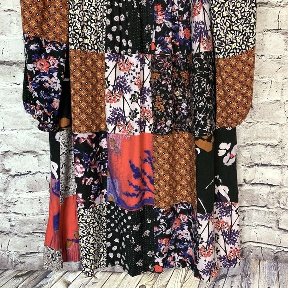 Anthropologie Dress One September Arcata Boho Patchwork Multicolor Shift Rayon - Picture 10 of 12